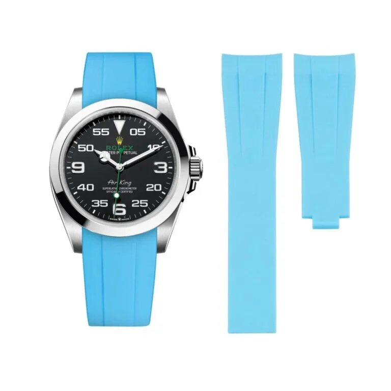 Deployant Rubber Strap - For Rolex Air-King 126900/116900 - Light Blue