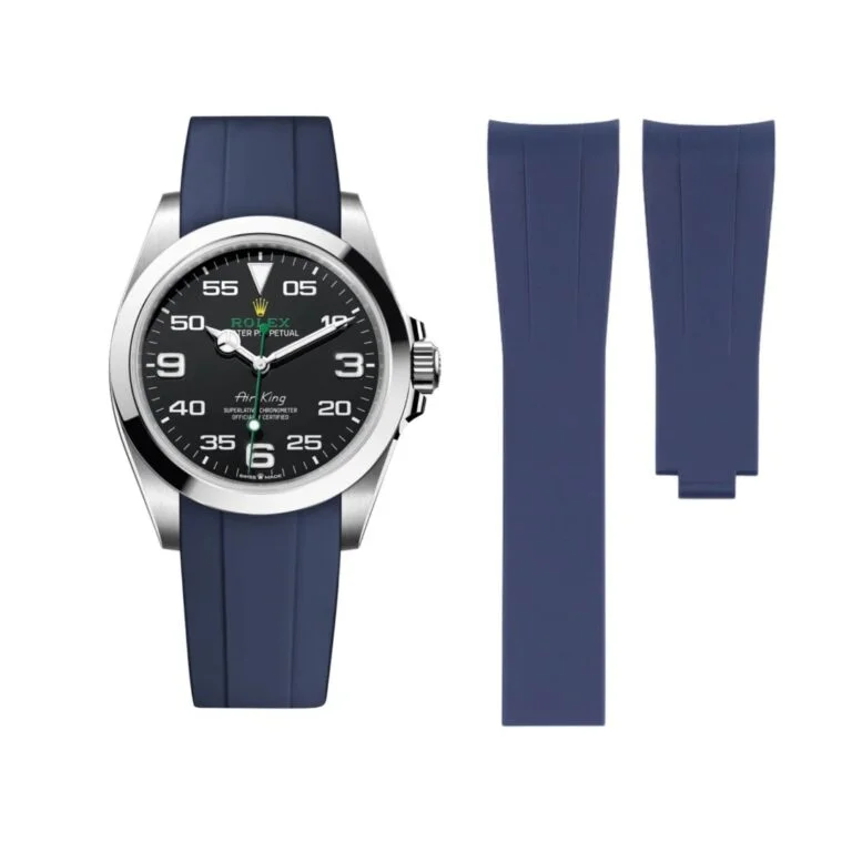Deployant Rubber Strap - For Rolex Air-King 126900/116900 - Navy Blue