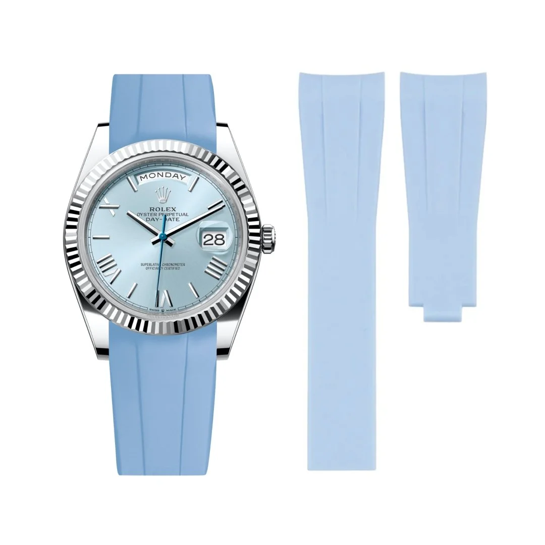Deployant Rubber Strap - For Rolex Day-Date 40 - Baby Blue