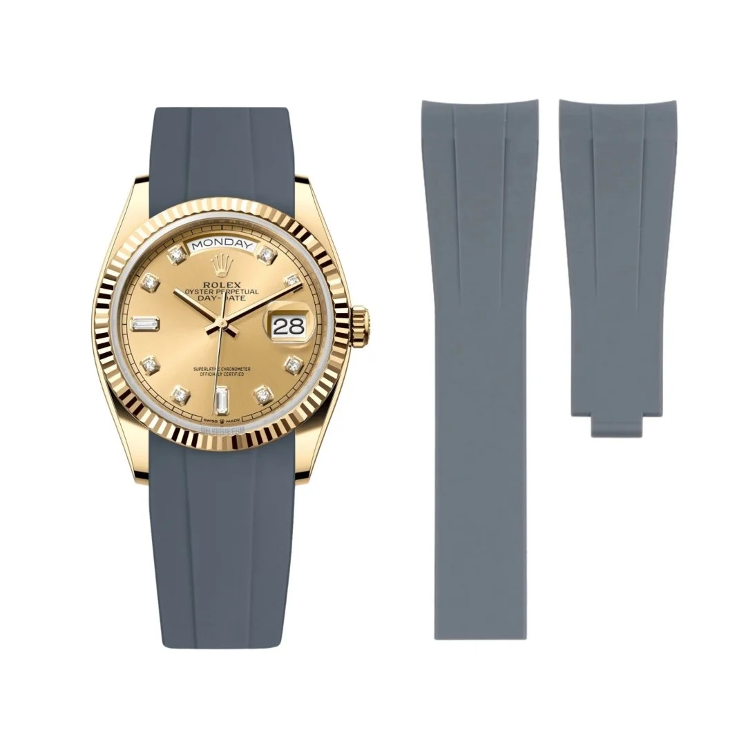 Deployant Rubber Strap - For Rolex Day-Date 40 - Grey