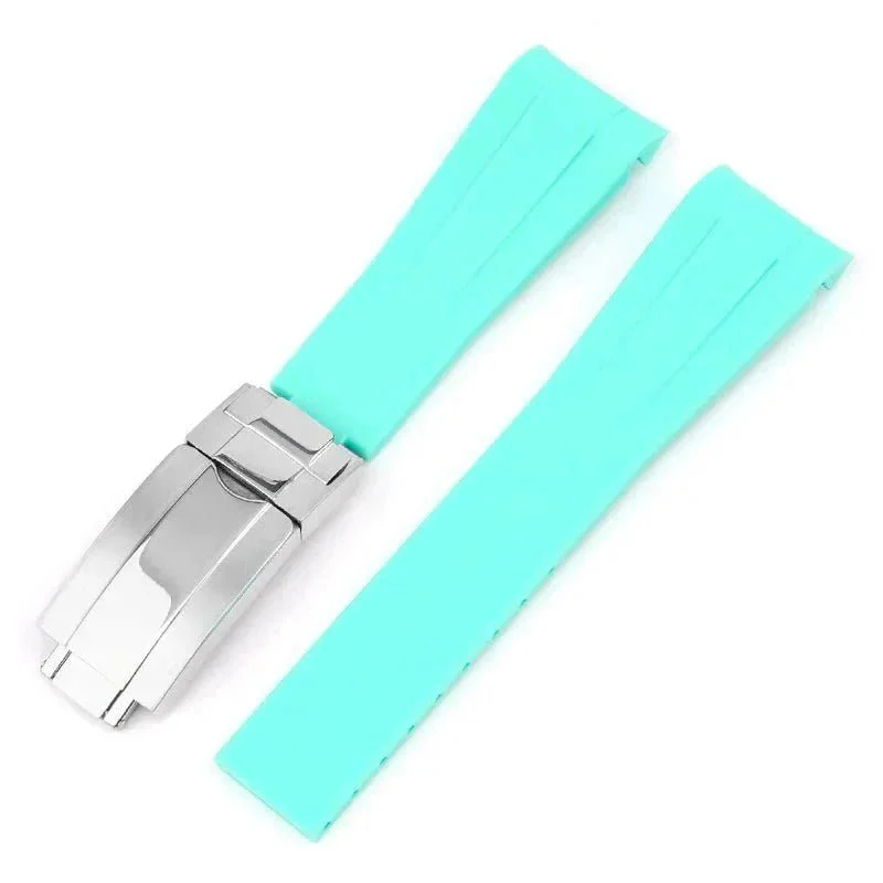 Deployant Rubber Strap - For Rolex Day-Date II 41mm - Turquoise - Image 3