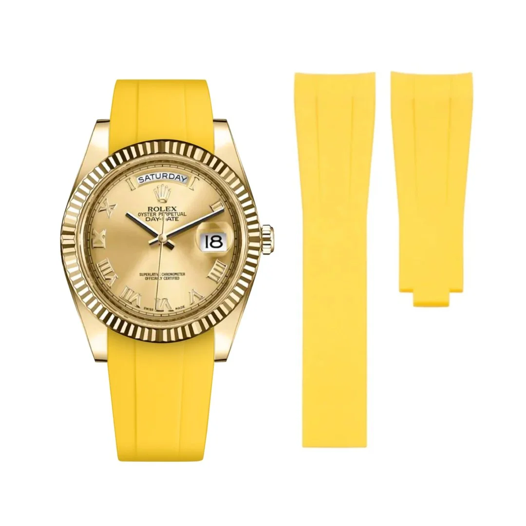 Deployant Rubber Strap - For Rolex Day-Date II 41mm - Yellow