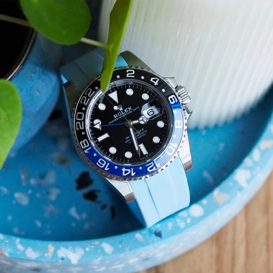 Deployant Rubber Strap - For Rolex GMT-Master II - Baby Blue - Image 2