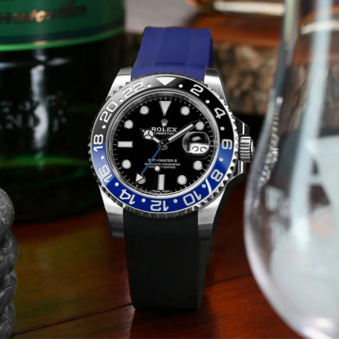 Deployant Rubber Strap - For Rolex GMT-Master II - Navy Blue - Image 2