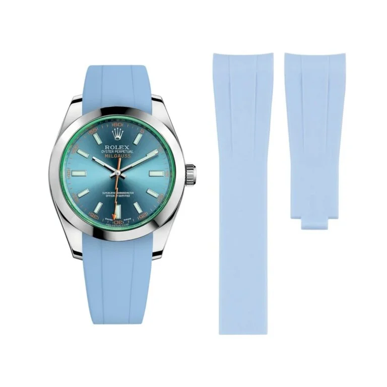Deployant Rubber Strap - For Rolex Milgauss - Baby Blue