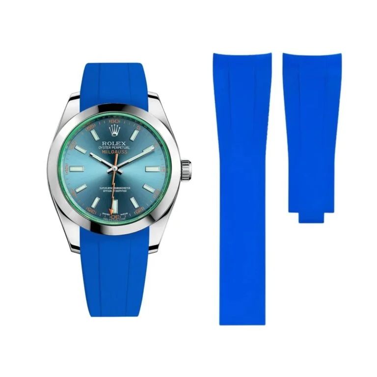 Deployant Rubber Strap - For Rolex Milgauss - Blue