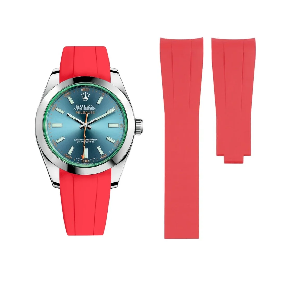 Deployant Rubber Strap - For Rolex Milgauss - Red