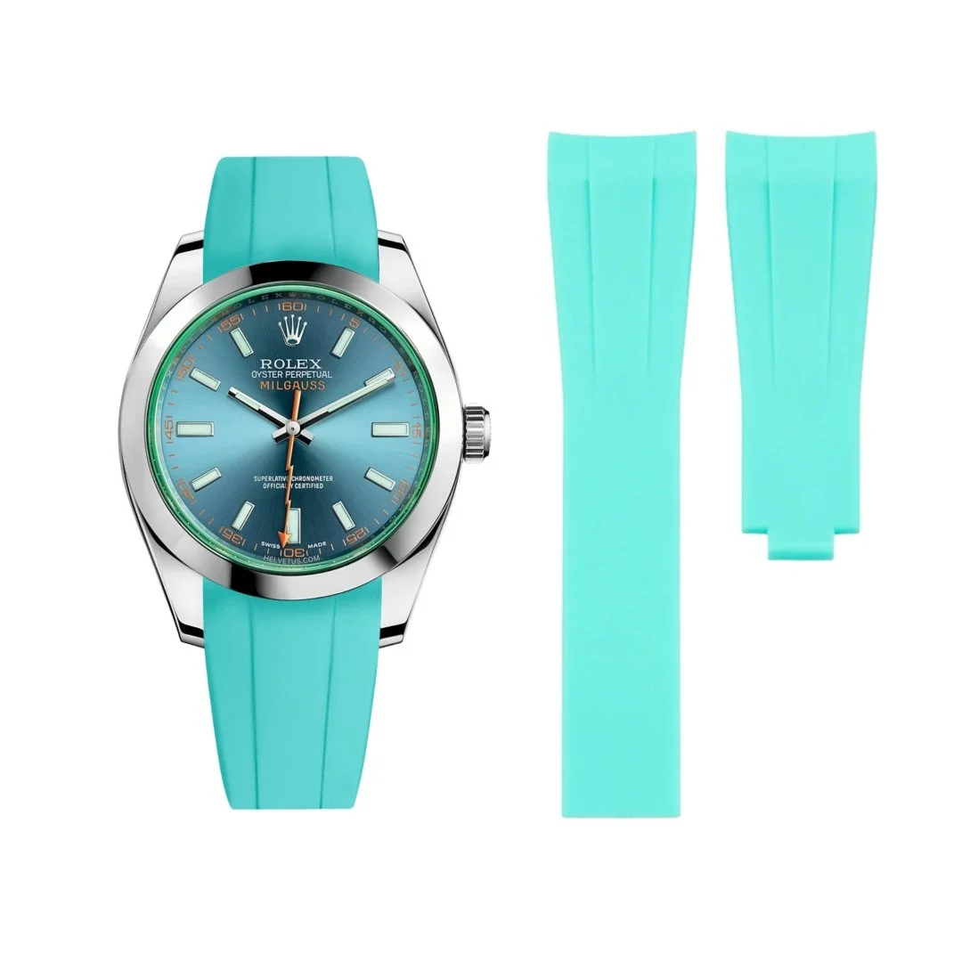 Deployant Rubber Strap - For Rolex Milgauss - Turquoise