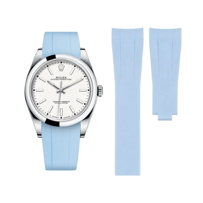Deployant Rubber Strap - For Rolex Oyster Perpetual 39mm - Baby Blue