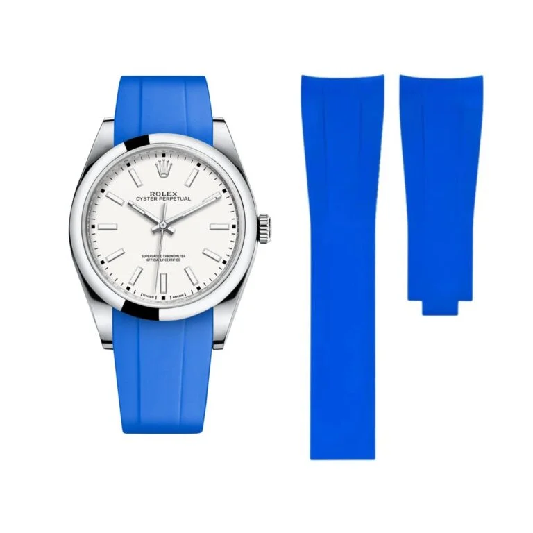 Deployant Rubber Strap - For Rolex Oyster Perpetual 39mm - Blue