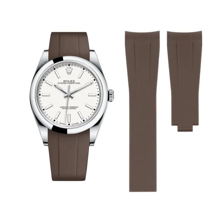Deployant Rubber Strap - For Rolex Oyster Perpetual 39mm - Brown