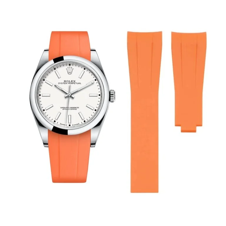 Deployant Rubber Strap - For Rolex Oyster Perpetual 39mm - Orange
