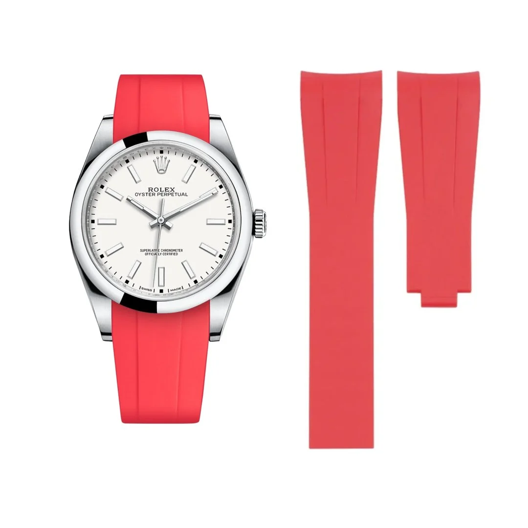 Deployant Rubber Strap - For Rolex Oyster Perpetual 39mm - Red