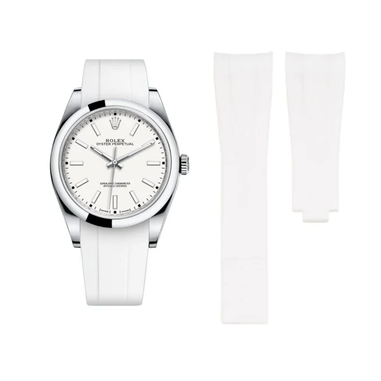 Deployant Rubber Strap - For Rolex Oyster Perpetual 39mm - White