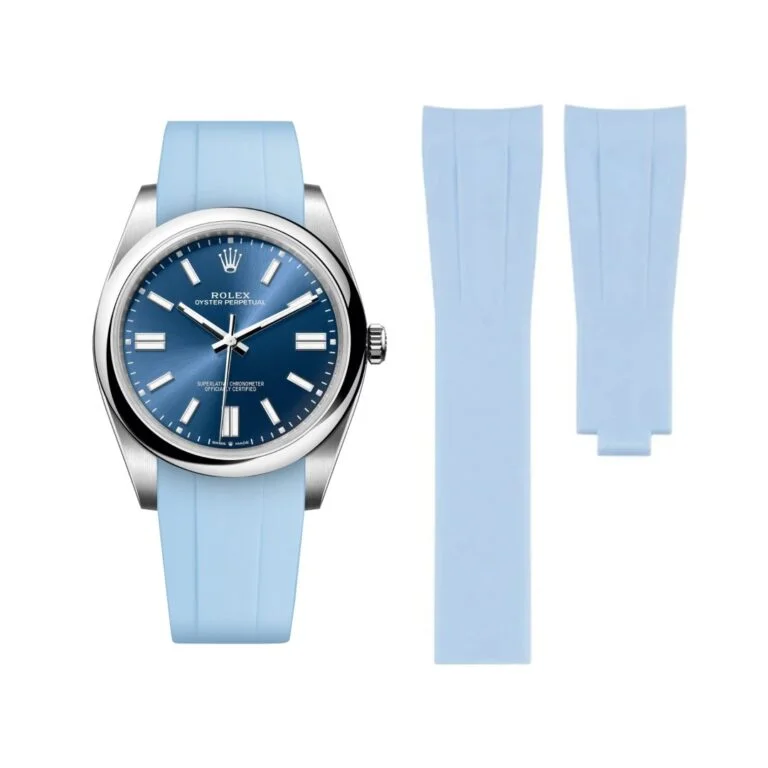 Deployant Rubber Strap - For Rolex Oyster Perpetual 41mm - Baby Blue