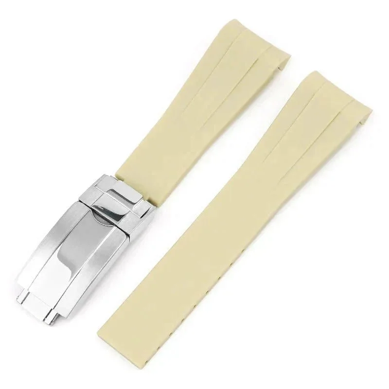 Deployant Rubber Strap - For Rolex Oyster Perpetual 41mm - Beige - Image 2