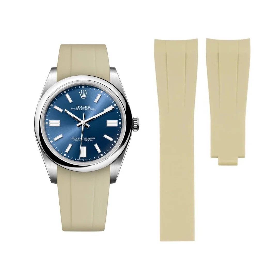 Deployant Rubber Strap - For Rolex Oyster Perpetual 41mm - Beige