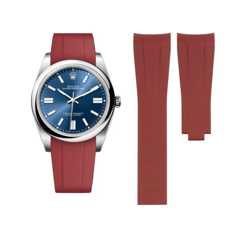 Deployant Rubber Strap - For Rolex Oyster Perpetual 41mm - Bordeaux