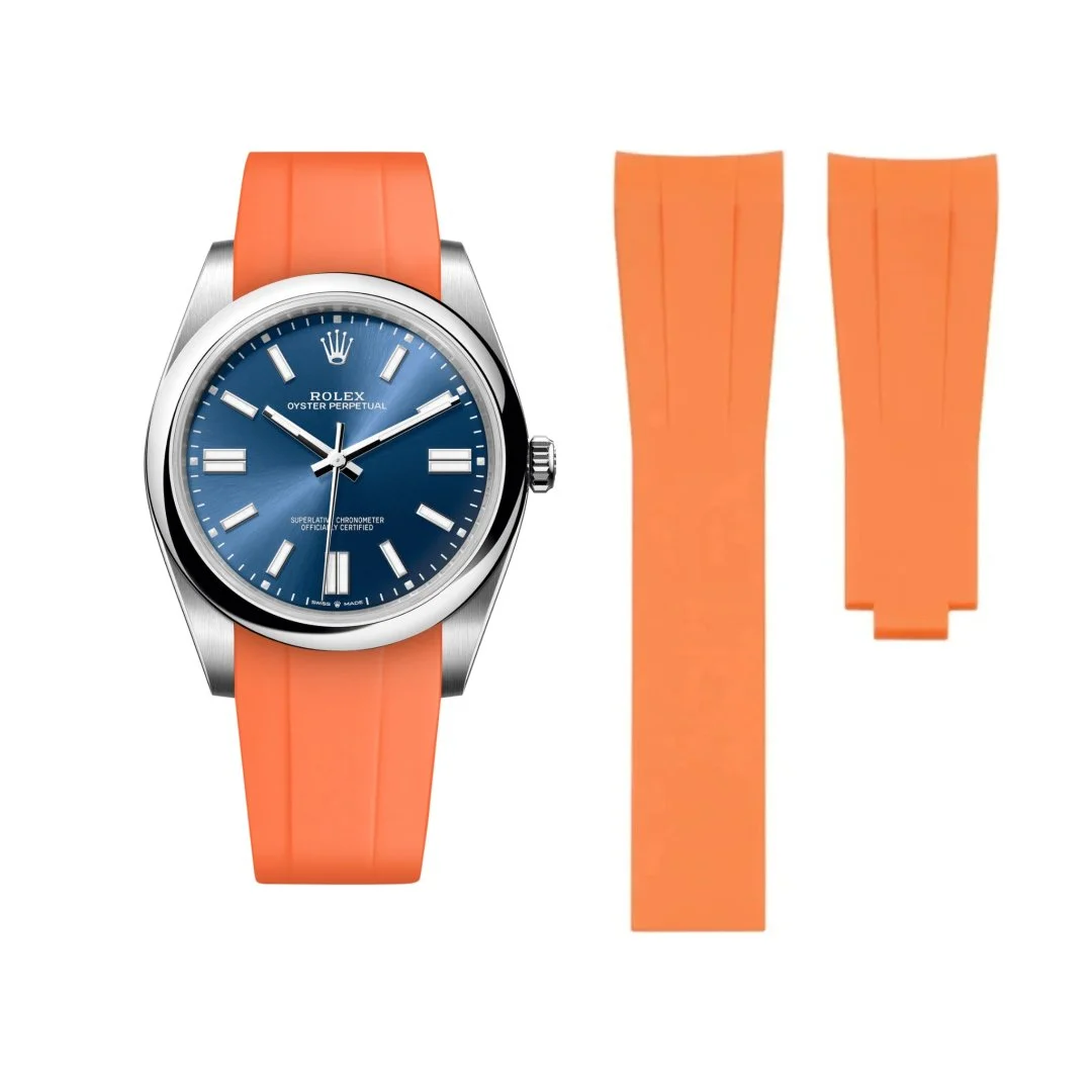 Deployant Rubber Strap - For Rolex Oyster Perpetual 41mm - Orange