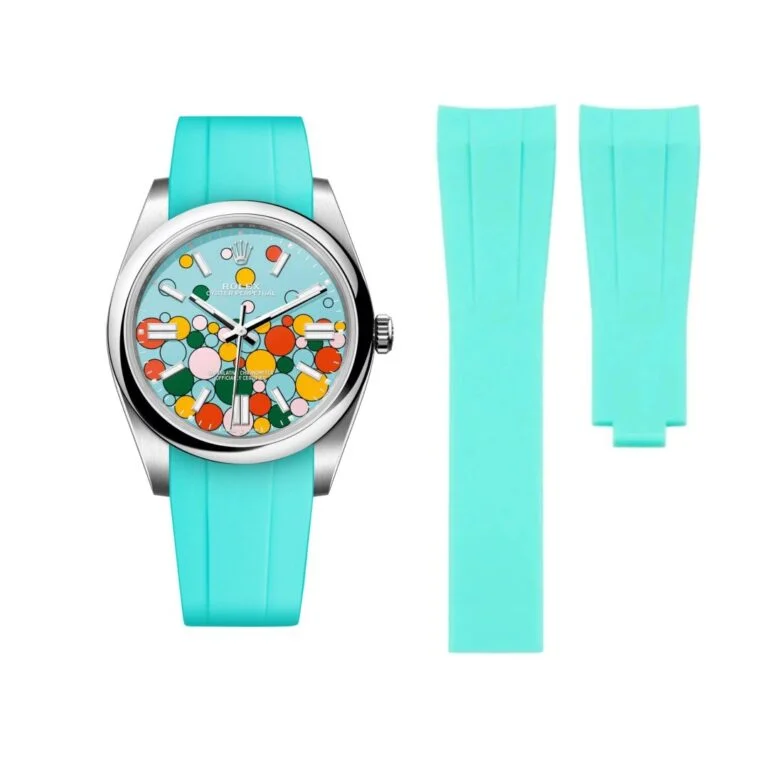 Deployant Rubber Strap - For Rolex Oyster Perpetual 41mm - Turquoise