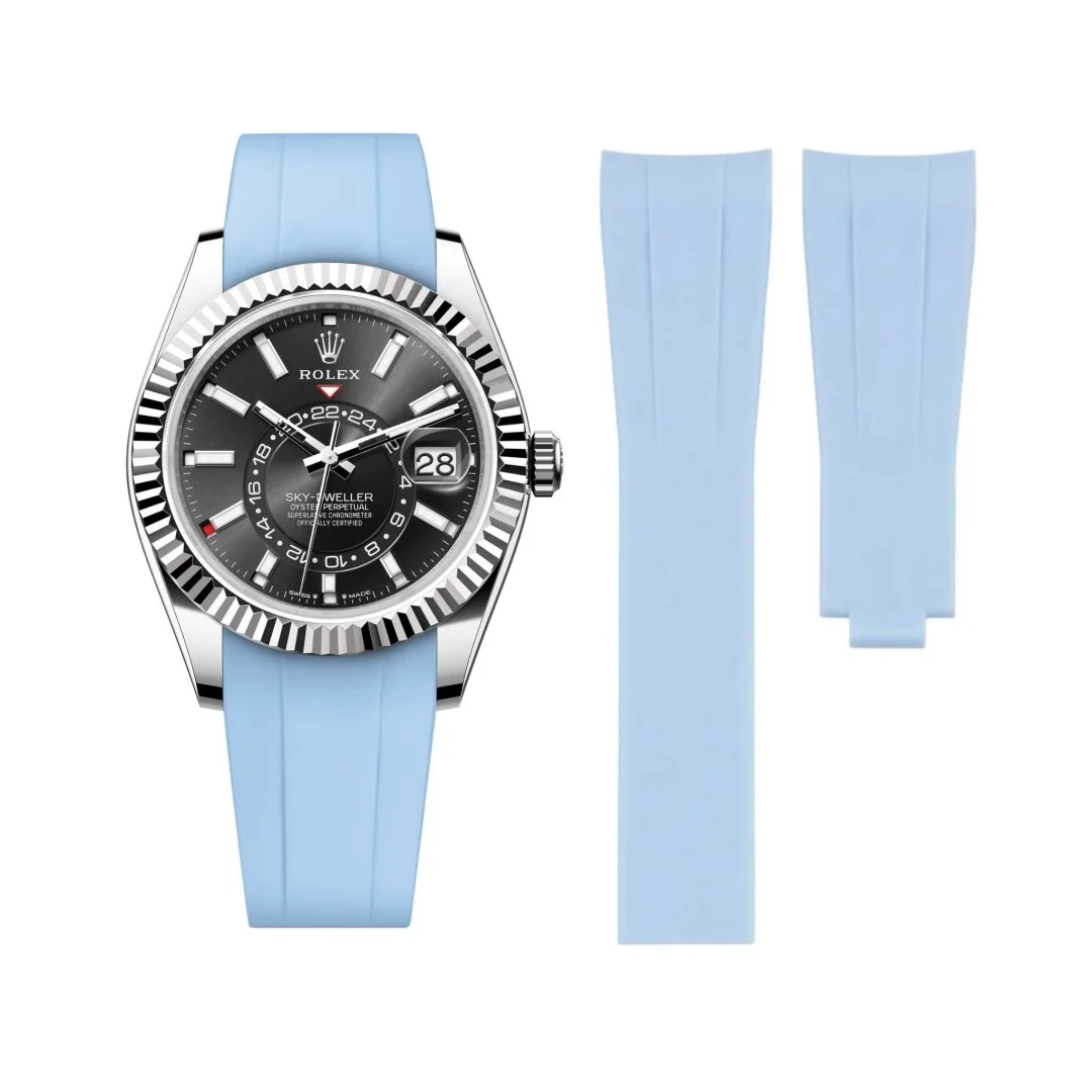 Deployant Rubber Strap - For Rolex Sky-Dweller - Baby Blue