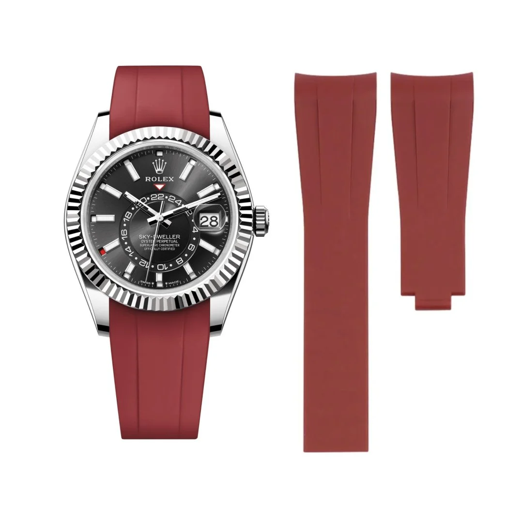 Deployant Rubber Strap - For Rolex Sky-Dweller - Bordeaux