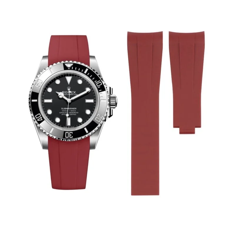 Deployant Rubber Strap - For Rolex Submariner - Bordeaux