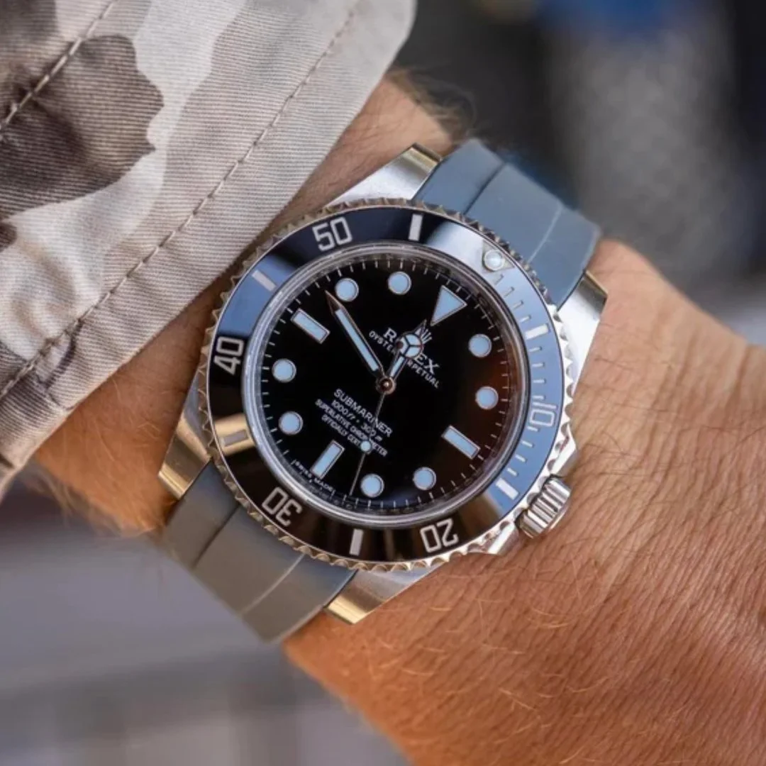 Deployant Rubber Strap - For Rolex Submariner - Grey - Image 2