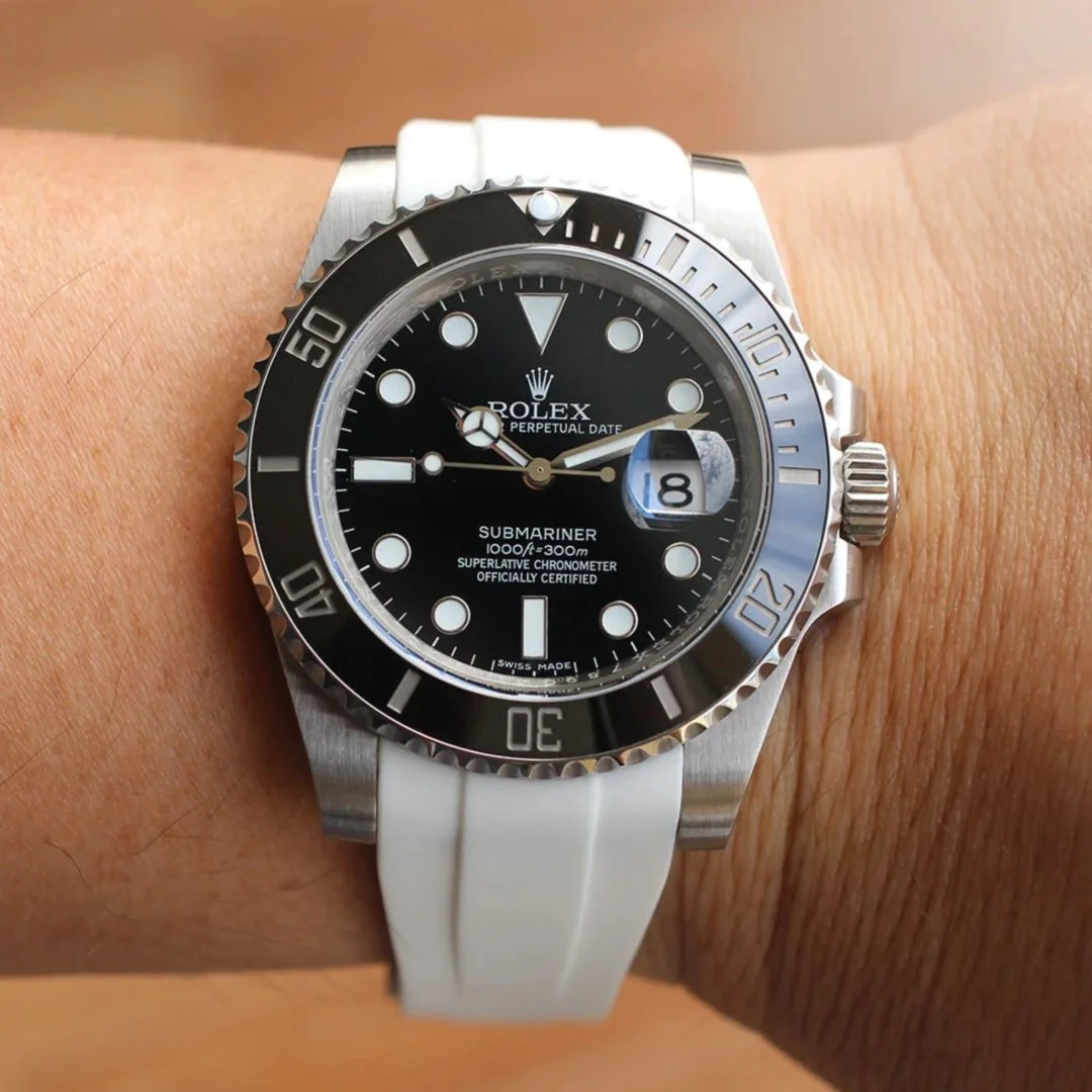 Deployant Rubber Strap - For Rolex Submariner - White - Image 2