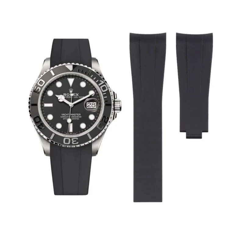 Deployant Rubber Strap - For Rolex Yacht-Master 40mm/42mm/37mm - Black