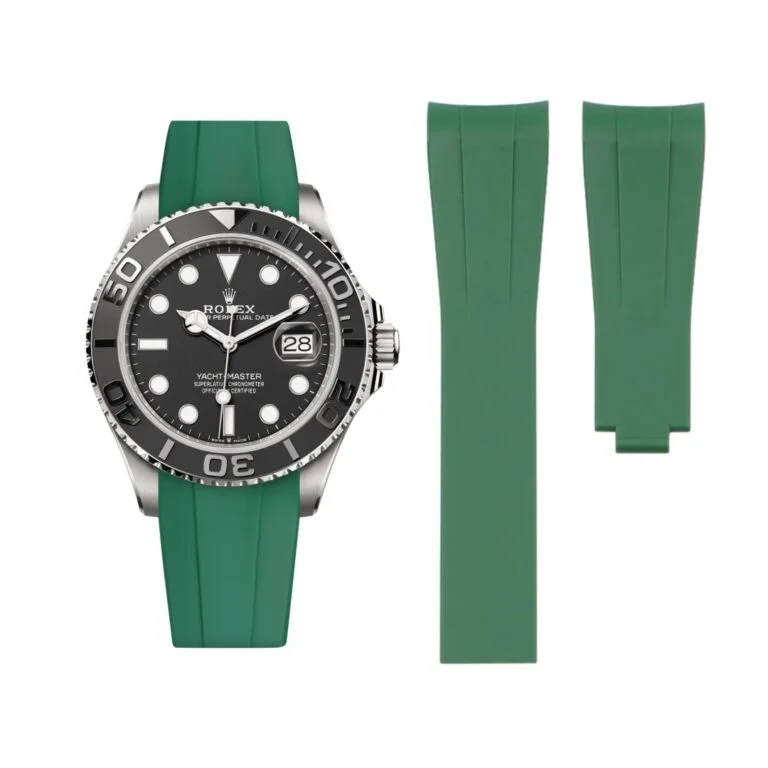Deployant Rubber Strap - For Rolex Yacht-Master 40mm/42mm/37mm - Green