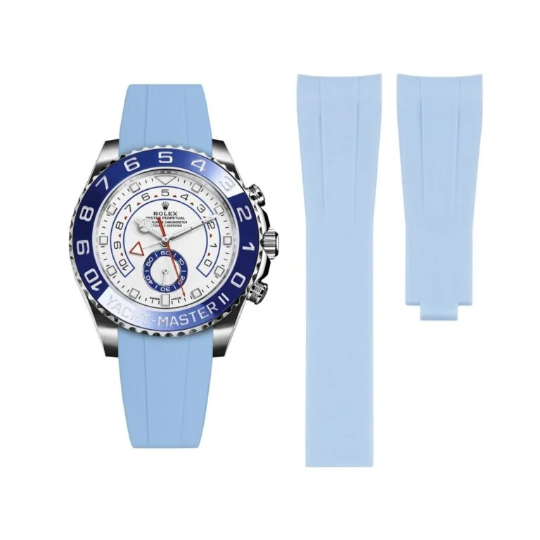 Deployant Rubber Strap - For Rolex Yacht-Master II 44mm - Baby Blue