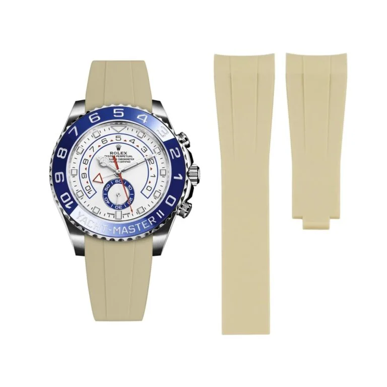 Deployant Rubber Strap - For Rolex Yacht-Master II 44mm - Beige