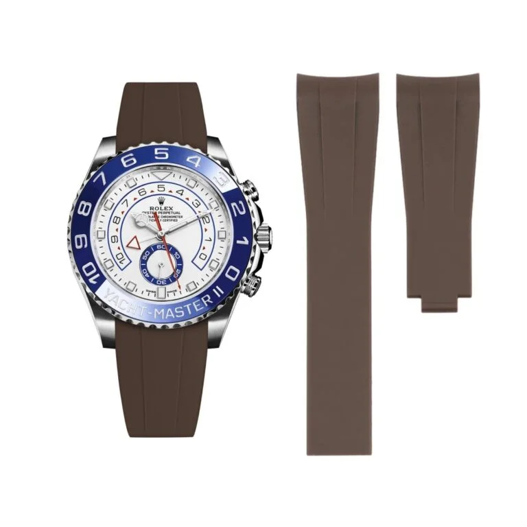 Deployant Rubber Strap - For Rolex Yacht-Master II 44mm - Brown