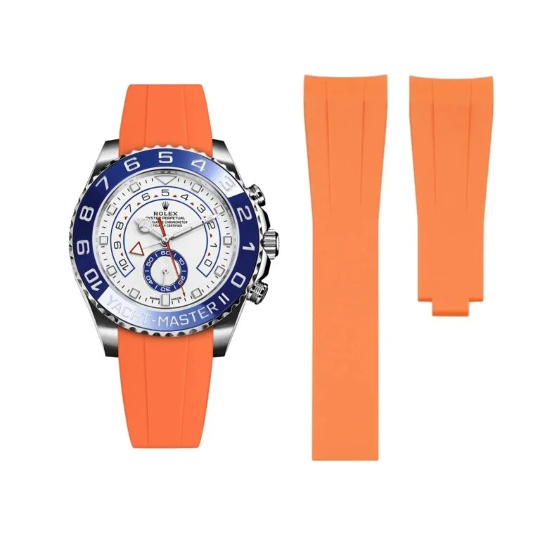 Deployant Rubber Strap - For Rolex Yacht-Master II 44mm - Orange
