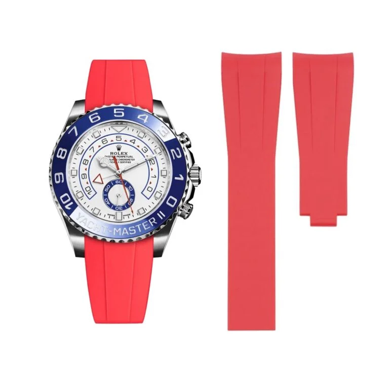 Deployant Rubber Strap - For Rolex Yacht-Master II 44mm - Red