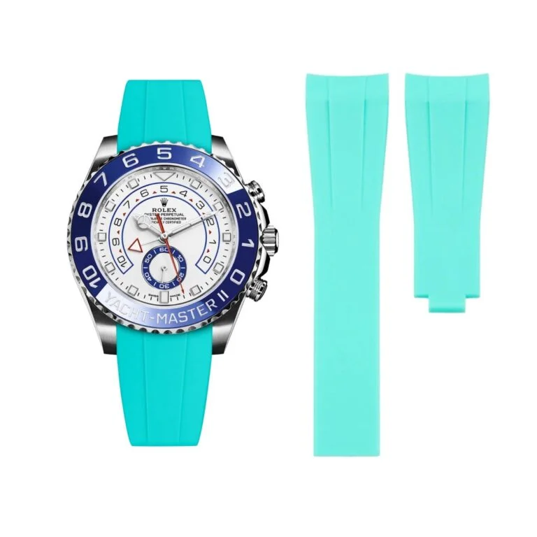 Deployant Rubber Strap - For Rolex Yacht-Master II 44mm - Turquoise