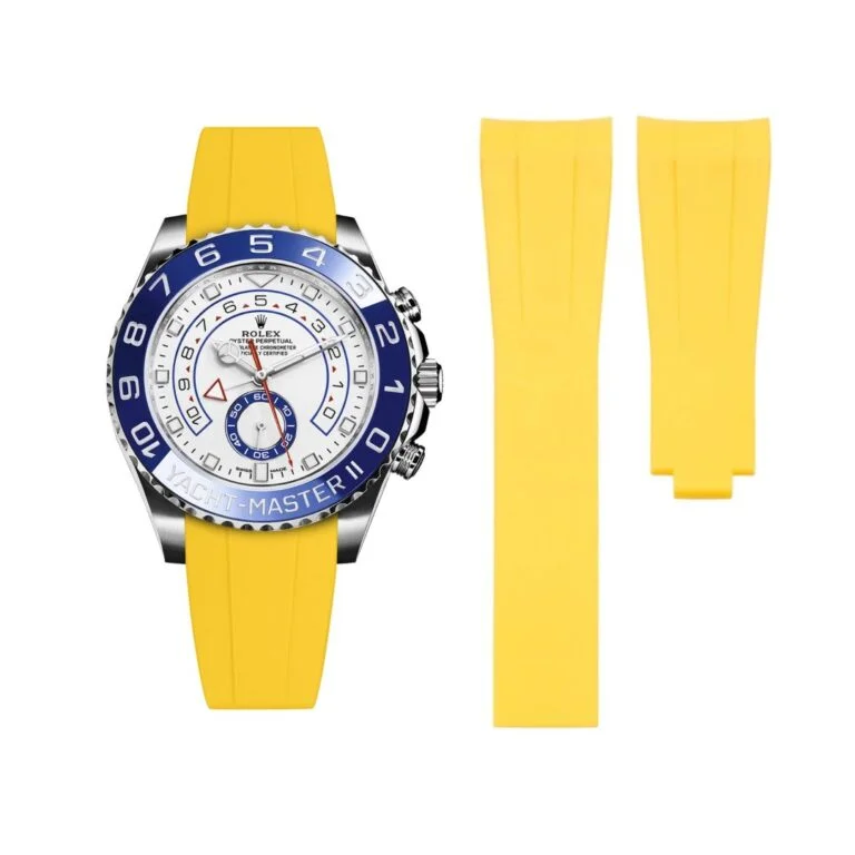 Deployant Rubber Strap - For Rolex Yacht-Master II 44mm - Yellow