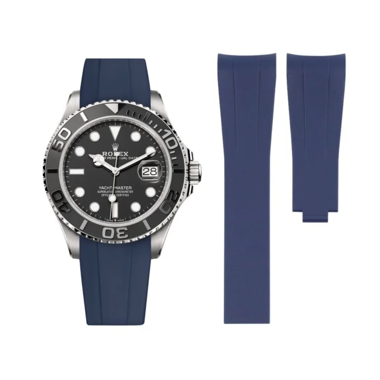 Deployant Rubber Strap - For Rolex Yacht-Master 40mm/42mm/37mm - Navy Blue
