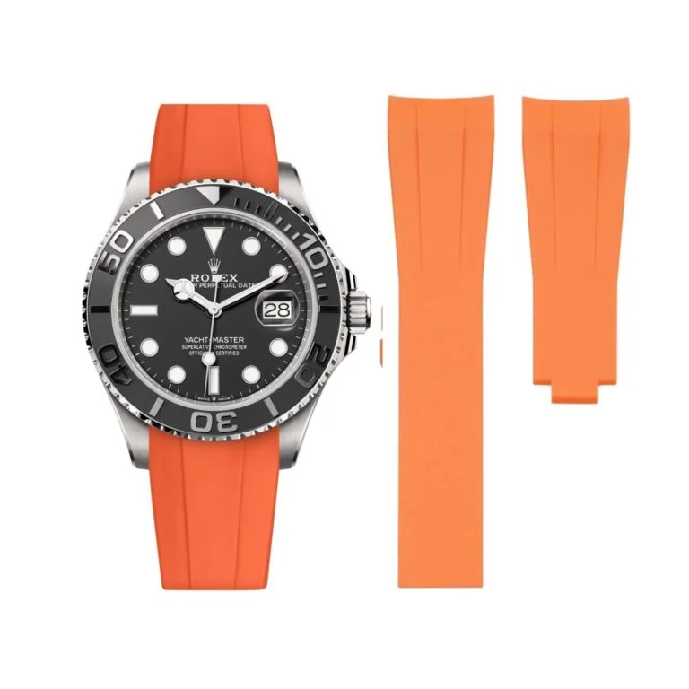 Deployant Rubber Strap - For Rolex Yacht-Master 40mm/42mm/37mm - Orange