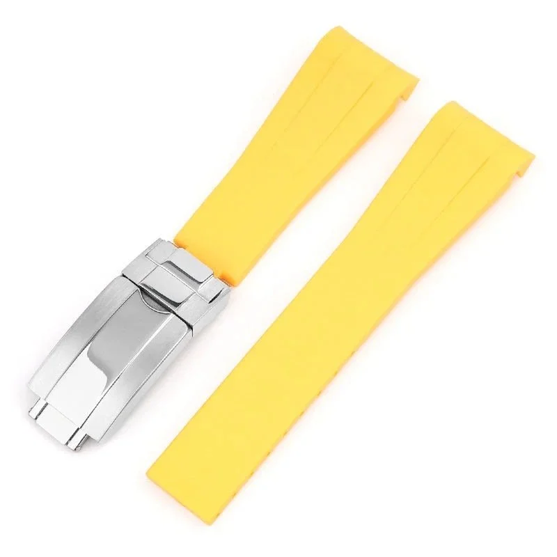 Deployant Rubber Strap - For Rolex Yacht-Master 40mm/42mm - Yellow - Image 2