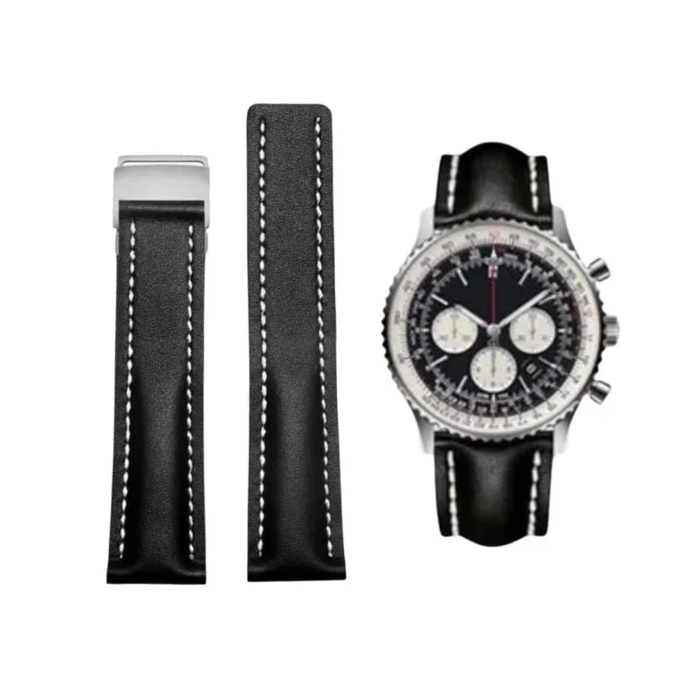 Leather Strap - For Breitling Watches - Flat Black