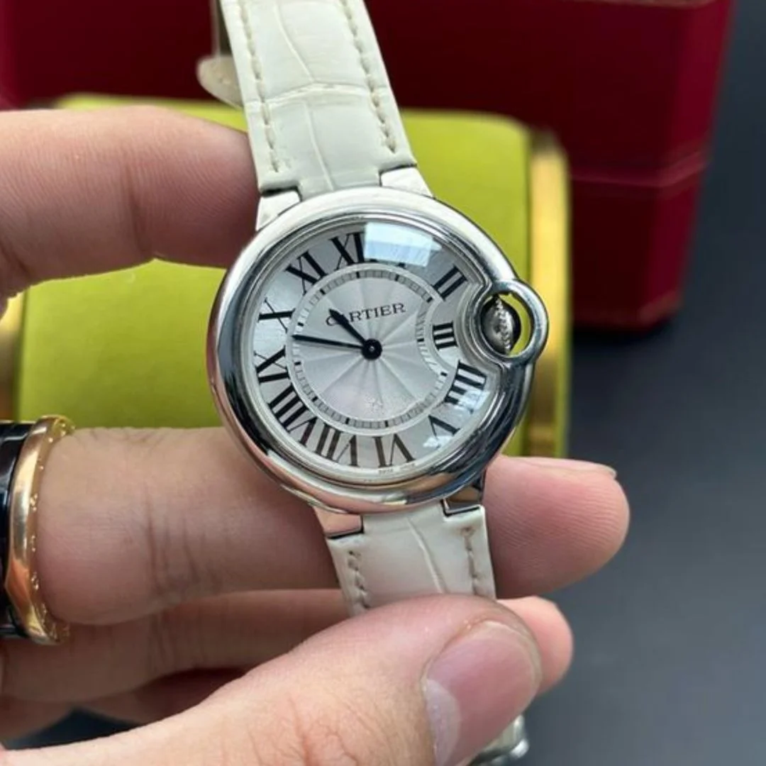 Leather Strap - For Cartier Ballon Bleu - White - Image 2