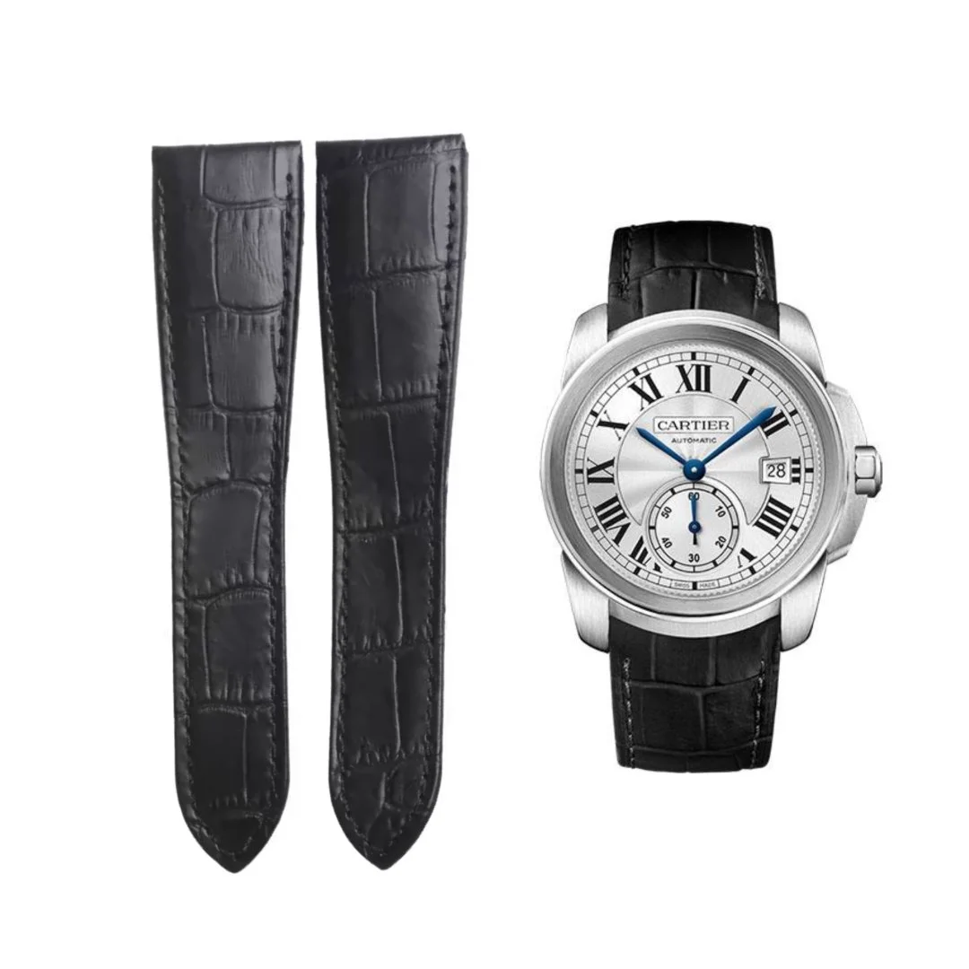 Leather Strap - For Cartier Calibre - Black