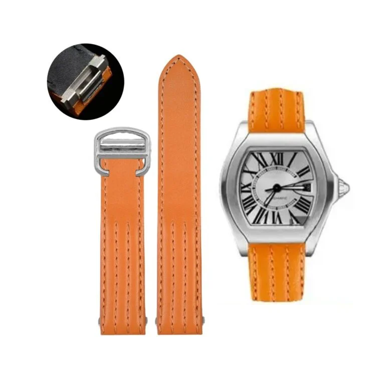 Leather Strap - For Cartier Roadster - Orange