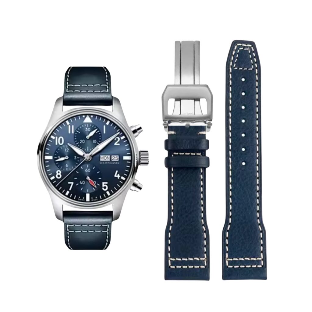 Leather Strap - For IWC Pilot - Blue - Without Rivets