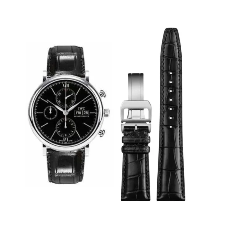Leather Strap - For IWC Portofino/ Portugieser - Black