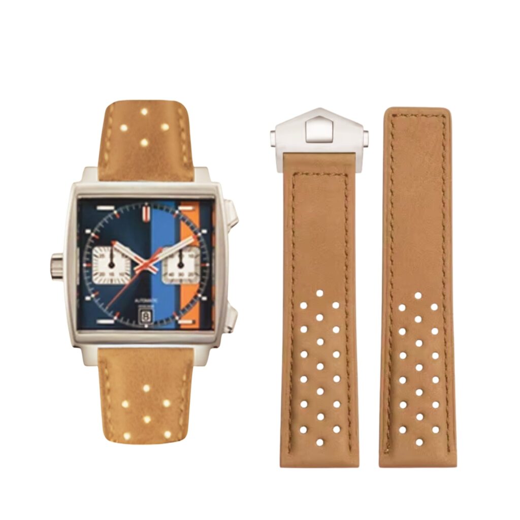 Leather Strap - For Tag Heuer Monaco - Beige