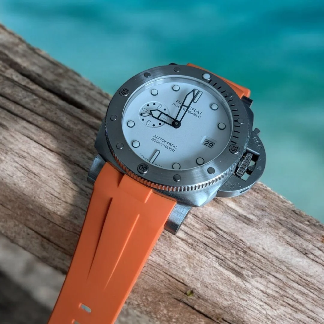 Rubber Curved Strap - For Panerai Luminor 44mm - Orange - Image 2
