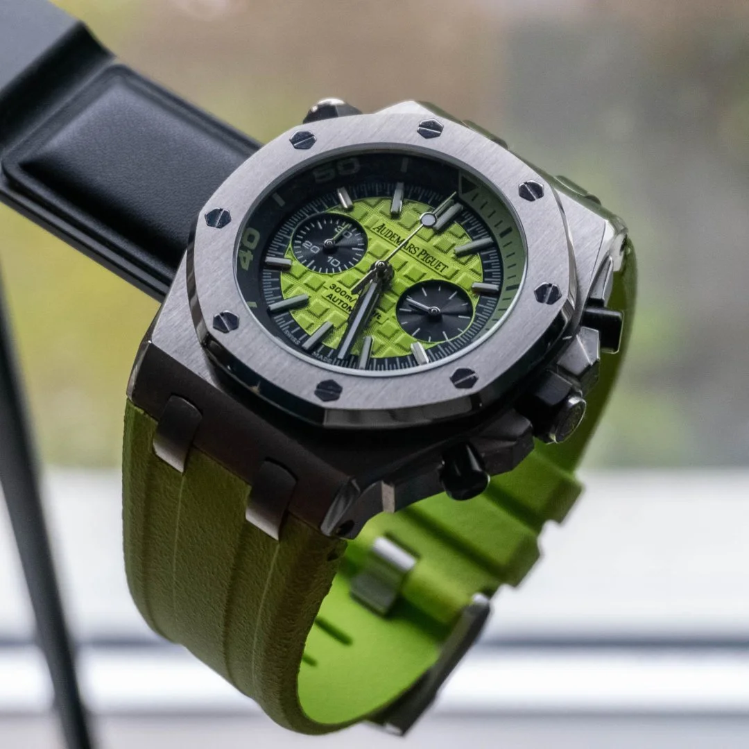 Rubber Strap - For all Audemars Piguet Offshore Diver - Lime Green - Image 2